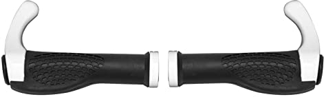 Buachois 1 Paar Bike Horn Lenkergriffe, Double Lock-on, Anti-Rutsch Gummi Lenker Griff Shutz, stoßfester Griff für 2,3 cm MTB Fahrrad BMX Griff(Weiß)