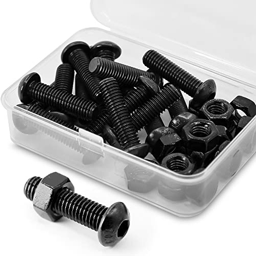 (15 Set) M8 x 20 mm Linsenkopfschrauben mit Innensechskant und Muttern Vollgewinde aus Kohlenstoffstahl 10,9 (schwarz)