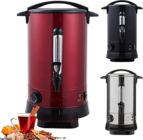 Arebos Catering Urn | Mulled Wine Cooker 950 W Hot Drink Dispenser 8.8 L with Drip Tray, Outlet Tap, Thermostat and Overheating Protection Temperature Setting from 30-110 °C Red