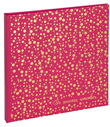 Exacompta - 16392E - Álbum de fotos PLUM' book - 60 fotos - 30 páginas blancas - tamaño 25 x 25 cm - cubierta de papel imitación piel frambuesa - marca e inscripción de lunares dorados en relieve