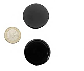 MANUTIPS Magnete für Tafel, Kühlschrank und Büro, magnetischer Pin, rund, 3,6 cm Durchmesser, 10 Stück, mit schwarzem Kunststoff ausgekleidet, 1,1 kg Haftkraft