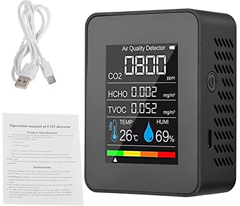 Misuratore di qualità dell'aria per HCHO/TVOC/TEMP/HUMI multifunzione 5 in 1 rilevatore di anidride carbonica in tempo reale e registrazione media