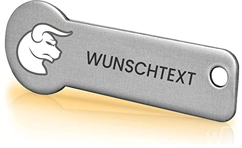Einkaufswagenlöser ® Personalisiert mit Sternzeichen/Personalisierter Schlüsselanhänger mit Gravur & Schlüsselfundservice/Einkaufschip zum Rausziehen/Entriegler für Einkaufswagen - Stier