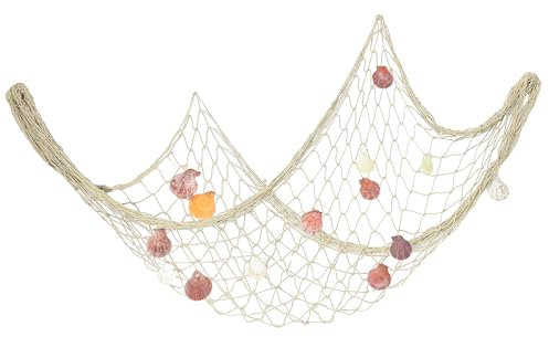 Fischernetz mit Muscheln 200 cm x 150 cm Fischerei Dekorative Strand Thema Dekor Mediterranen Stil Wanddekoration Maritime Deko für Zimmer Party Hochzeit