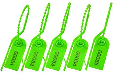 Lzbignun Lot de 200 joints d'inviolabilité en plastique pour extincteur d'incendie avec attaches de sécurité numérotées pour trousse de premiers secours, sac (vert)