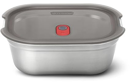 BLACK + BLUM Multifunktions Lunchbox Edelstahl 1,2L | 100% auslaufsichere Meal Prep Boxen mit Vakuumverschluss | Edelstahl Brotdose gefrier-, mikrowellen- & backofenfest | BPA frei