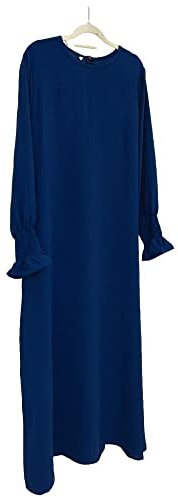 RLLJS Frauen Gebet Kleid Muslim Ramadan Kleidungsstück Abaya Dubai Islam Jilbeb Langes Kleid Ohne Hijab, dunkelblau, L