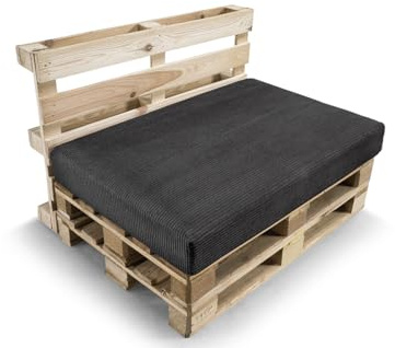 Gutekissen® Palettenkissen, Gartensofakissen, Sitzkissen, Rückenlehne gefüllt mit Poulirette-Schaum, viele Farben und Größen PFL (Sitzkissen 120x80, Schwarz)