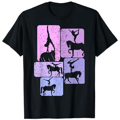 Voltigieren Pferde Reitsport Geschenkideen Mädchen Sport T-Shirt Schwarz S Kleidergröße 36 EU Voltigieren Reiterin Pferd A-Line Rundhals-Ausschnitt Kurzarm