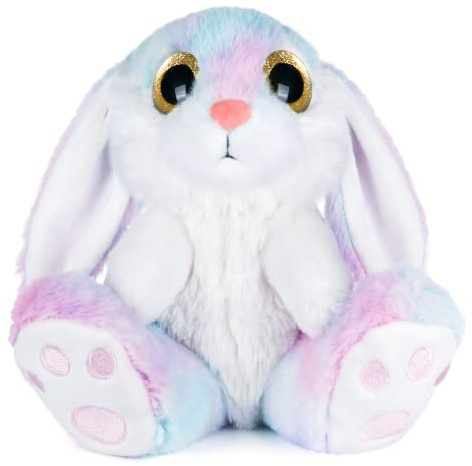 My OLi Osterhase Kuscheltier Hase 20cm Plüsch Hase Stofftier Kuscheltiere Schlappohren Sitzend Kuschelhase Plüschtiere Für Mädchen Kinder Jungen-Regenbogen