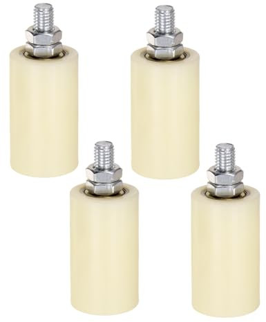 sourcing map Lot de 4 rouleaux de guidage pour portail coulissant de 7,1 cm en nylon réglable pour portail coulissant sur rails d'angle en acier et rails ronds, beige