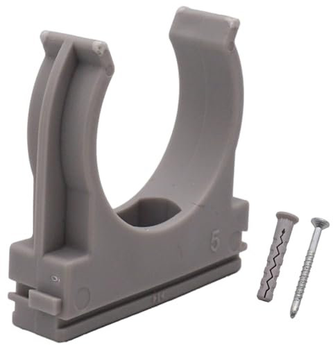 SKIR'CO (10 pezzi) Clip per tubi, morsetti in plastica per tubi da 40 mm, morsetti per tubi di tipo U, ganci per tubi, clip grigie