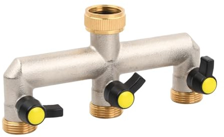 Divisor de Manguera 3 Vías de Jardín Conector Manguera Distribuidor de Agua de 3 Vías de Latón 3/4” Grifo de Agua Adaptador de Divisor de Grifo con Válvula de Bola para Lavadora Lavaplatos Jardinería