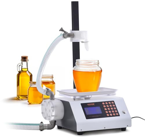 VEVOR Machine de Remplissage de Liquide Automatique Capacité de Pesée 50-5000 g Remplisseuse de Bouteilles Numérique Pompe à Engrenages pour Miel, Huile, Vin, Détergent, Liquides Visqueux, Buse Unique
