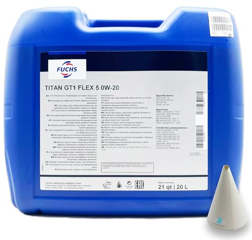 20 L Fuchs Titan GT1 Flex 5 | 0W-20 | kompatibel mit | MB229.71 | MB 229.72 | BMW-Longlife-17 FE | STLJR.03.5006 | OV0401547-A20 | Motoröl | Ölwechsel | mit Trichter