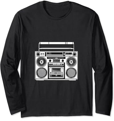 Vintage Nostalgie Retro 80er Jahre Boom Box Radio für Musikliebhaber Langarmshirt