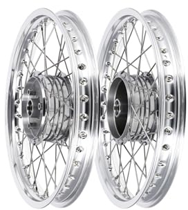 Set: 2x Speichenrad 1,6 x 16 Alufelge poliert + Edelstahlspeichen, mit ve
