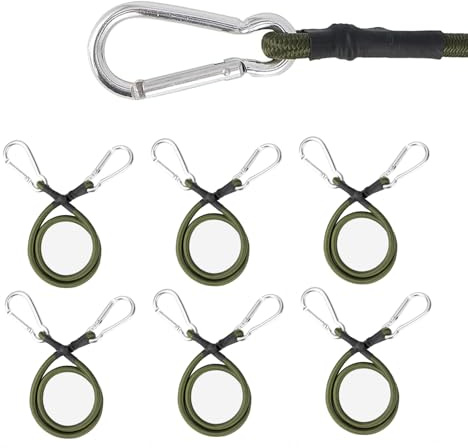 Pack de 5 gomas tensoras con mosquetón, correas tensoras de 60 cm, expansor, tensor de goma, para toldos, lonas, camping, equipaje