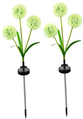Baoblaze 2 Stück Solar-Löwenzahnlampen-Ornament, dekorativ, Solarlampen für den Außenbereich, Garten-Solarleuchten, Gartendekoration für Rasen, Außenterrasse, Mehrfarbig