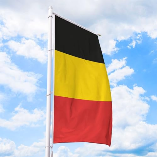 Belgien Flagge 80 x 200 cm - für Fahnenmast, Belgienfahne aus reißfestem Fahnen-Polyester-Stoff, Hissfahne Hochformat für Querausleger wetterfest und UV-beständig