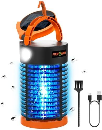 FosPower 5-in-1 Mückenvernichter 3300V mit Powerbank 29600mWh, LED-Taschenlampe, Leselicht & SOS-Signal – Elektrischer Insektenvernichter für Garten, Camping, Terrasse, Outdoor – Bug Zapper