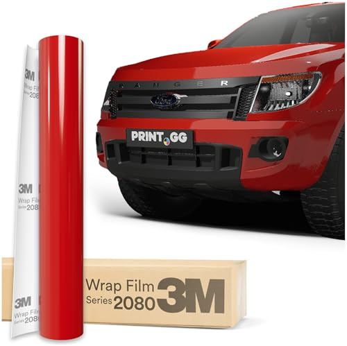 PRINT.GG Auto Folie 3M 2080 Hot Rod Red Hochglanz HG13, 152 x 30 cm | Selbstklebende Car Wrapping Folie | Robuste Lackschutzfolie für Auto, Motorrad, Boot | Autofolie mit Exzellenter Haftung