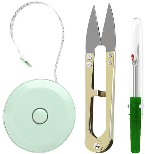 1 st infällbart måttband för sömmar i kost. 1 U-trådsax form. 1 stygnskärare, snabbkoppling för manuellt och hantverkssömningsarbete