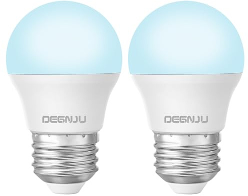 DEGNJU LED Refrigerator Light Bulb, 40 Watt Equivalent, 120V, Fridge Light Bulb 5000K Daylight White, A15 Appliance Bulb 5.5W for Freezer, 650LM, E26 Standard Base, 120V, Non-Dimmable, 2 Pack