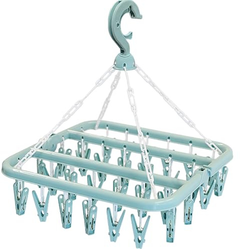 Ram® Clothes Socks Drying Hanger 32 Peg Clips And Drip Foldable Washing Clothes Hanging Rack
