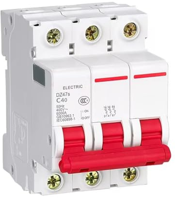 MOUMOUTEN Interruptor Mini DZ47-63 3 Polos AC400v 40A Protección Sobrecarga | Dispositivo de seguridad para circuitos eléctricos, corta el flujo ante sobrecargas y cuida tus equipos electrónicos.