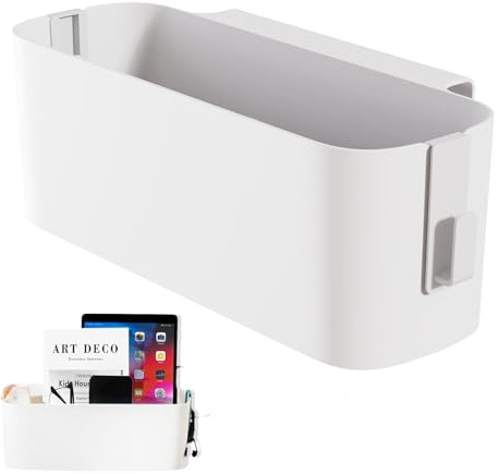 thirei Bett Organizer zum Einhängen, Hängebett Organizer Aufbewahrungskorb, Robuste Nachttisch Caddy, Hängekörbe mit 2 Abnehmbarer Haken, für Familie, Wohnheim, Büro, Weiß