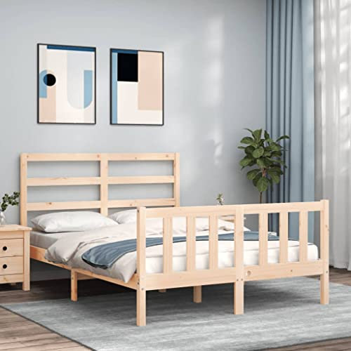 Willood Massivholzbett, Bett mit Kopfteil, Holzbett Bettrahmen Natur 135x190 cm 3030587de