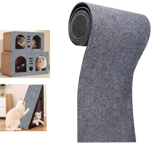Selbstklebend Kratzteppich Katze,Zuschneidbare Kratzmatte als Kratzwand, Kratzbrett & Kratzschutz,Kratzwand für Sofa, Wand & Möbel,Kratzschutz Katze für Zuhause P (Dunkelgrau, 30 * 100cm)