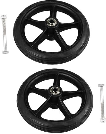 Roues de Fauteuil Roulant 7 Pouces, Lot de 2, Noir