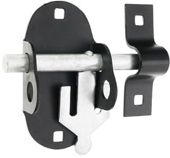 4 Inch 100mm Epoxy Black Heavy Duty Iron Oval Pad Lock Latch Bolt Lock Ideal for – Barn Door, Garden Gate, Shed Doors Wooden Gates Garage Gates