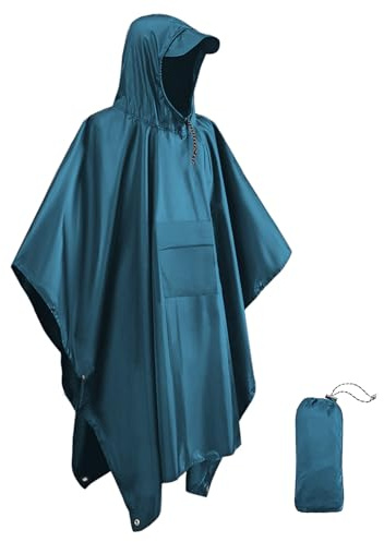 Victoper Waterproof Poncho Adult, Festival Essentials Lightweight Reusable Festival Poncho Adult Waterproof for Outdoor Hiking Camping Traveling Raincoat Camping Essentials cobalt blue