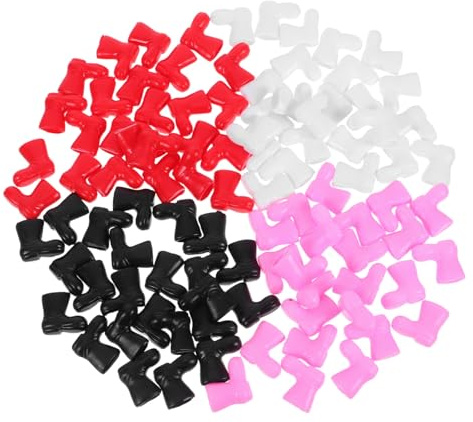 VICASKY 96pcs Mini Christmas Shoe Decorations Plastic Small Craft Shoes Boot Ornaments for Dollhouse Santa Boots Christmas Party Favors Boys and Girls Play