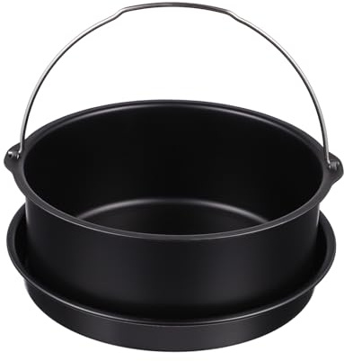 HONITANO Accessoires Pour Friteuse à Air 6 Pouces Panier à Gâteau Et Poêle à Pizza En Métal, Compatible 3,5-5,8qt, Lot De 2 Set De Pièces, Ustensiles De Cuisson Antiadhésifs Pour Air Fryer