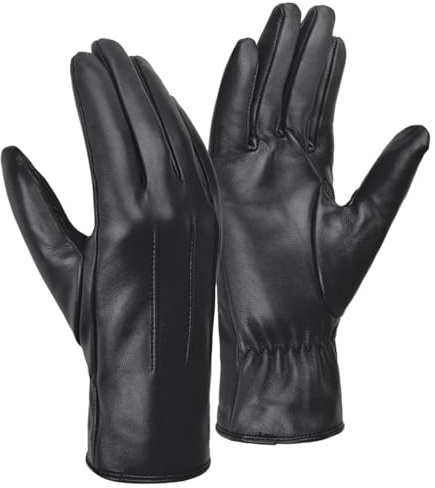 Harssidanzar Women Winter Warm Touchscreen Leather Gloves Vintage GL017UK