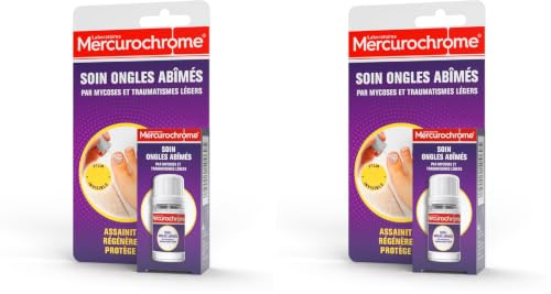 Mercurochrome Soin Ongles Abîmés pour Mycoses et Traumatismes Légers, 3.3 ml (Lot de 2)