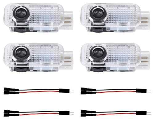 Fukaisu 4pcs Never Fade LED Door Light Logo Projection, Car Door Puddle Panel Lights Logo Projector Automotive Accessories Compatible with A3/A4/A5/A6/A7/A8/Q3/Q5/Q7/R8/TT/RS/S3/S4/S5/S6 (4 Rings)