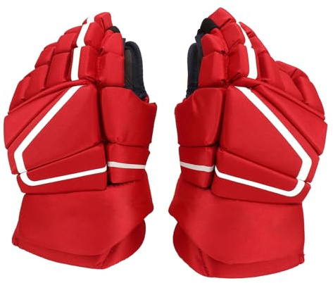 Luocute Röda Ishockeyhandskar, 1 par Andningsbar Meshdesign med Nylontyg och EVA-skum för Maximalt Skydd, Perfekt för Ishockey Rullskridskor och Hockeysporter (8 tum)