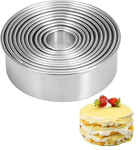 11 PCS Round Cookie Cutters Set,Cookie Cutter,Stainless Steel Pastry Cutters for Baking,Ring Scone Cutter for Donut Pastry Fondant Baking DIY Cake,Circle Biscuit Cutters Sizes from 2.5cm to 9.4cm