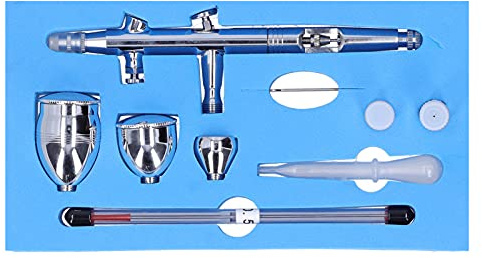 Zerodis Pistola Rociadora con Pluma de Aerógrafo, Kit de Herramientas de Pintura con Boquilla de Varios Tamaños, Cuerpo de Latón, Pluma con Gatillo de Doble Acción, Artista Avanzado para