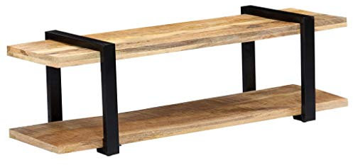Tidyard TV-skåp/TV-bänk/soffbord/skänk i massivt Mangoesträ industriell stil 130 x 40 x 40 cm