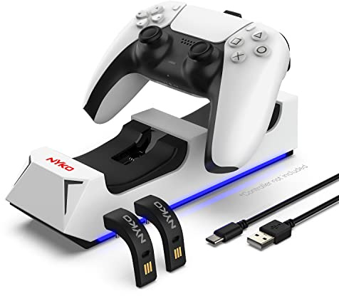 Nyko Dualsense Charging Station for Playstation 5 - Drop and Charge Base for 2 PS5 Controllers w/LED Indicators and Extra USB Port - Playstation 5 DualSense Controller Charge Stand - PS5 Accessories