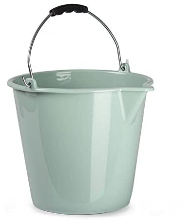 CABLEPELADO Cubo de Limpieza Plástico para Jardín y Uso Doméstico, 9 Litros, 25 cm Alto x 31 cm Diámetro, Asa de Agarre, Verde