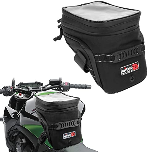 PSLER Motorcycle Tank Bag,Gas Oil Fuel Tank Bag,Waterproof Saddle Bag Reflective Shoulder Bag,2022 Upgraded (Black)