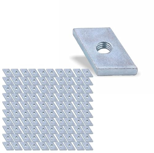 Nutenstein | Gewindeplatte Rhombus 20x13x4 mm M5 Gewinde Winkel 24° | Stahl verzinkt 5-8um (100 Stück)