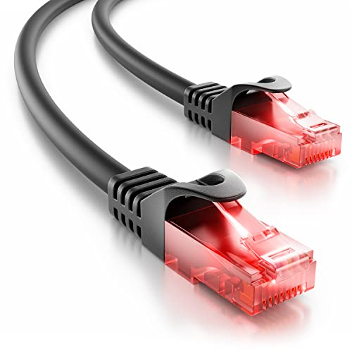 deleyCON 10m CAT6 Outdoor Patchkabel Nätverkskabel - 250 MHz AWG 24 - för Utomhusbruk UV-Resistent Väderbeständig LDPE Mantel - Svart